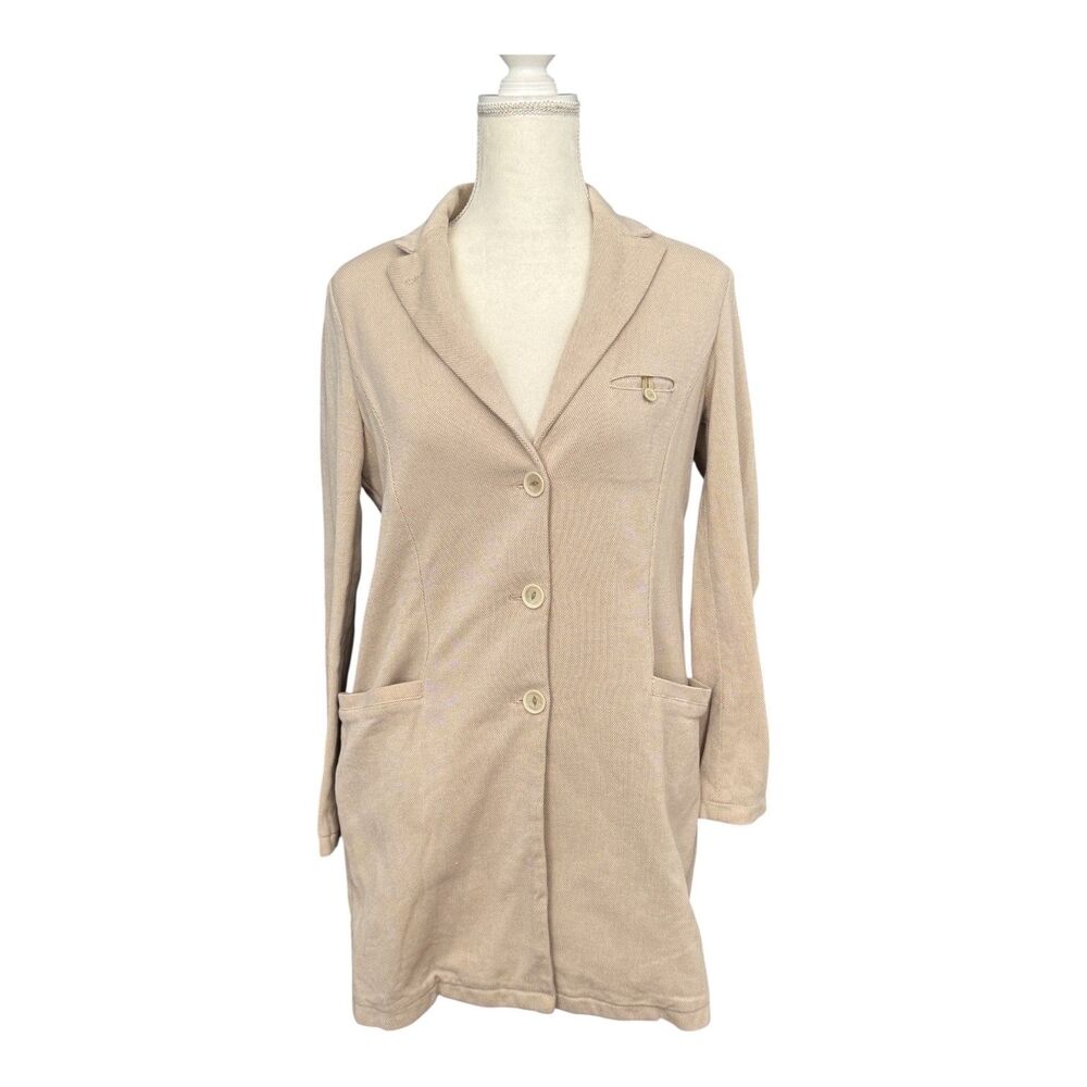 Falconeri Blazer‎ Jacket Womens Medium Beige Knit Single Breasted Made Italy